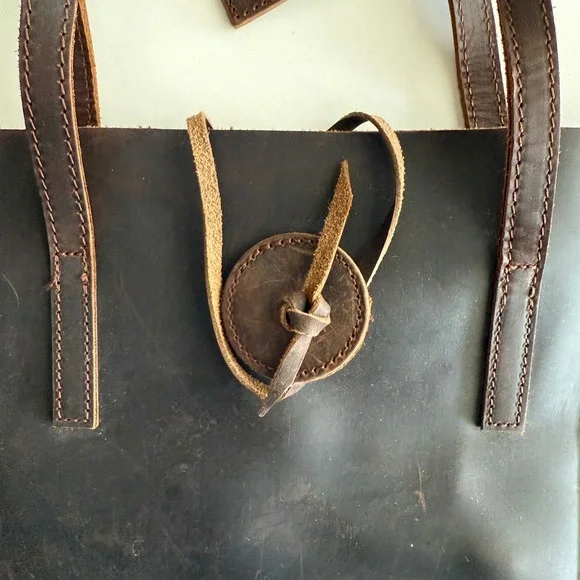 Baseballism EUC Vintage Glove Leather Large Tote in Dark Chocolate - Picture 4 of 9